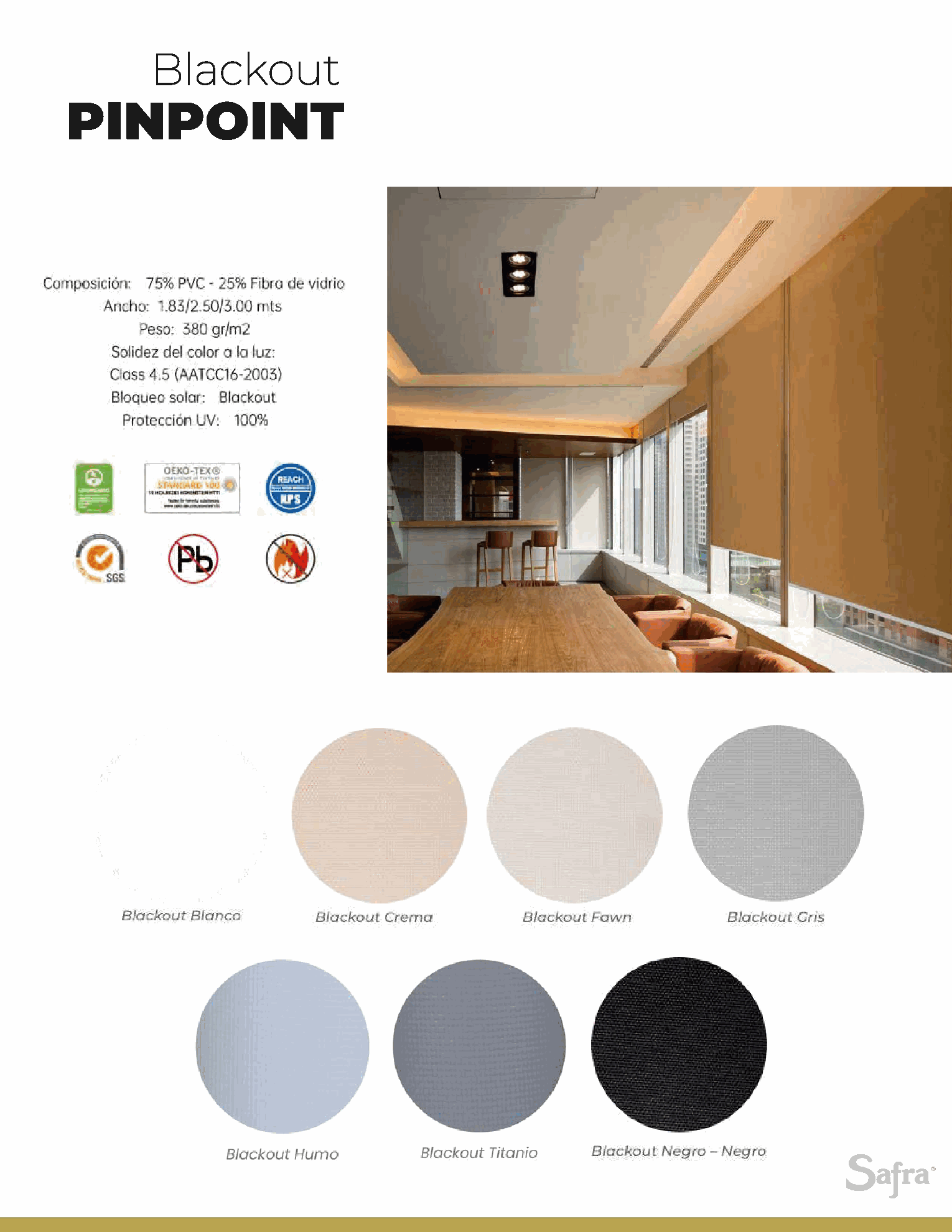 Blackout Pinpoint – fichas técnicas y colores