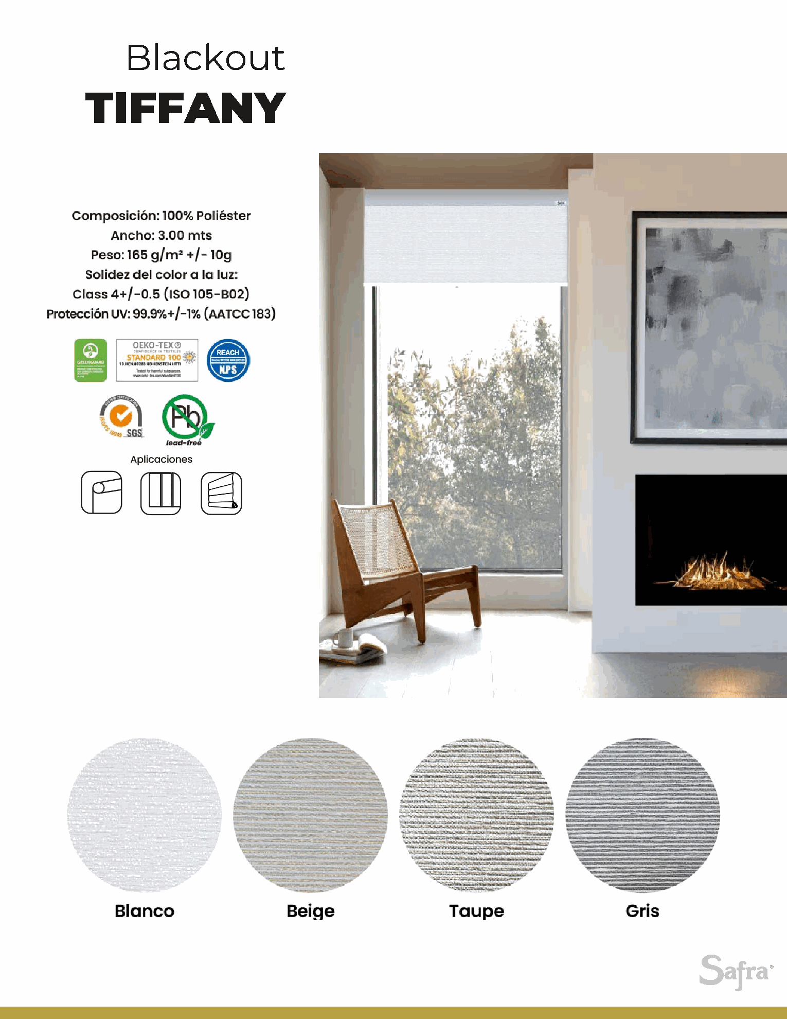 Blackout Tiffany – fichas técnicas y colores