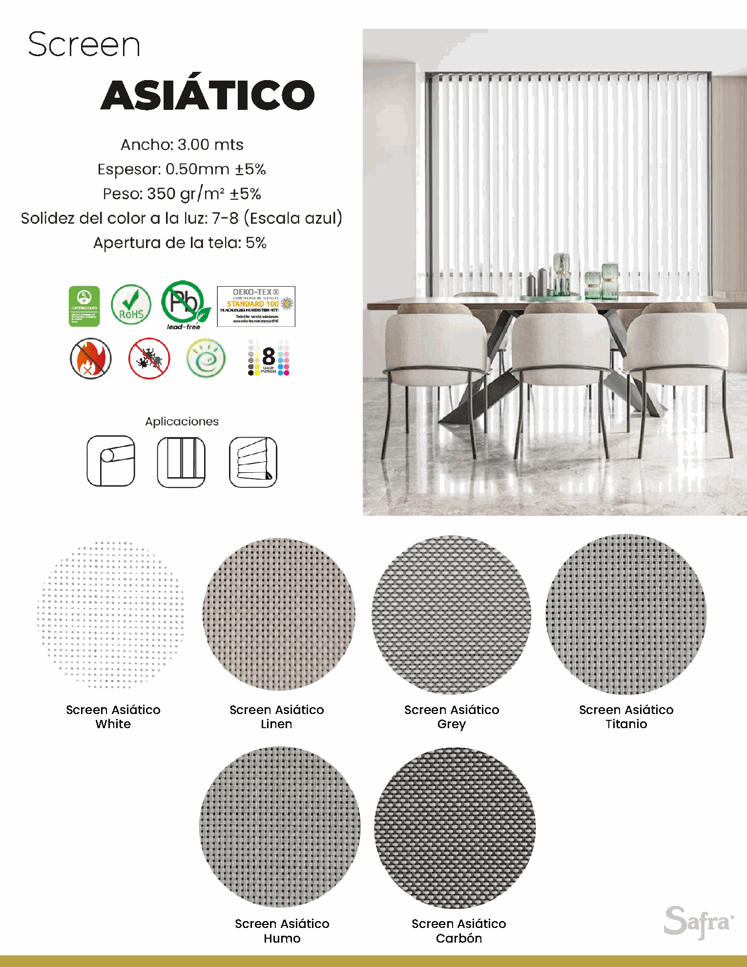 Screen Asiático – fichas técnicas y colores