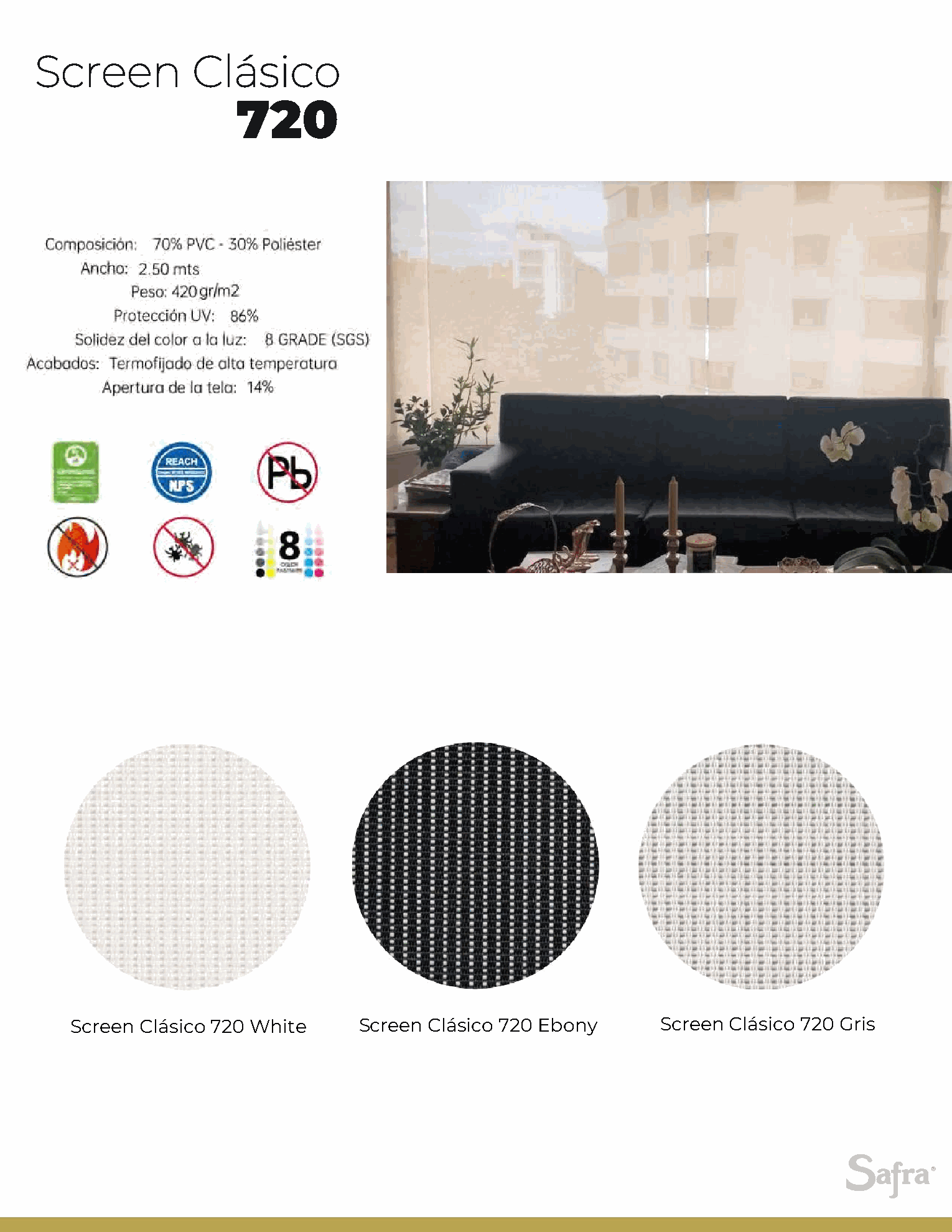 Screen Clásico 720 – fichas técnicas y colores