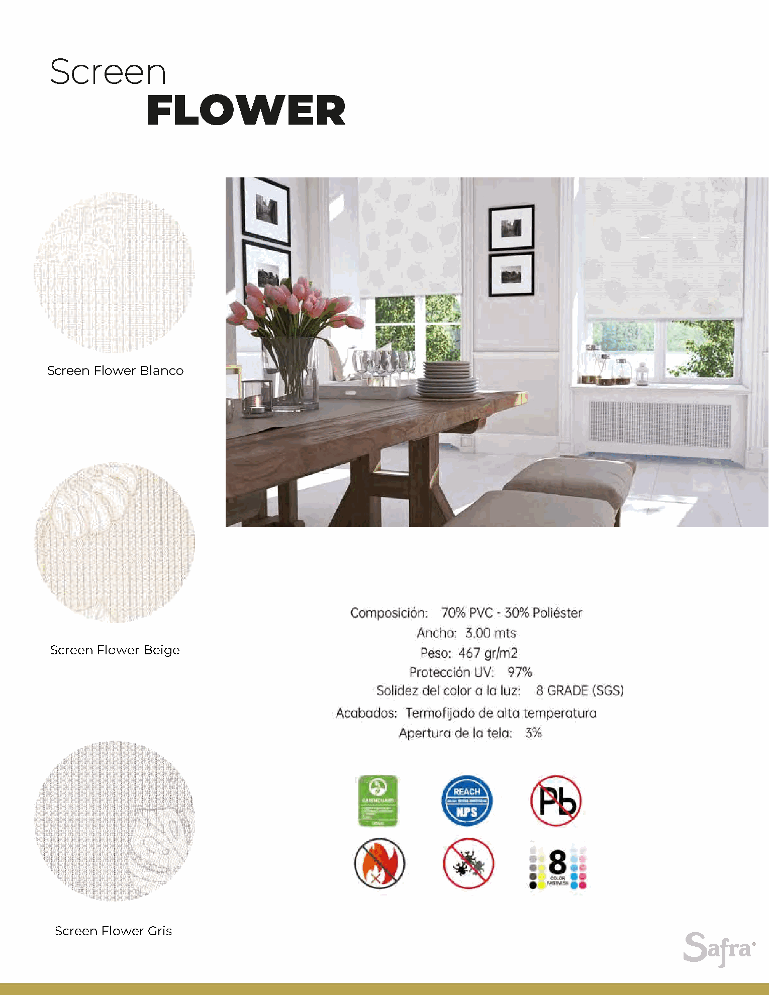 Screen Flower – fichas técnicas y colores