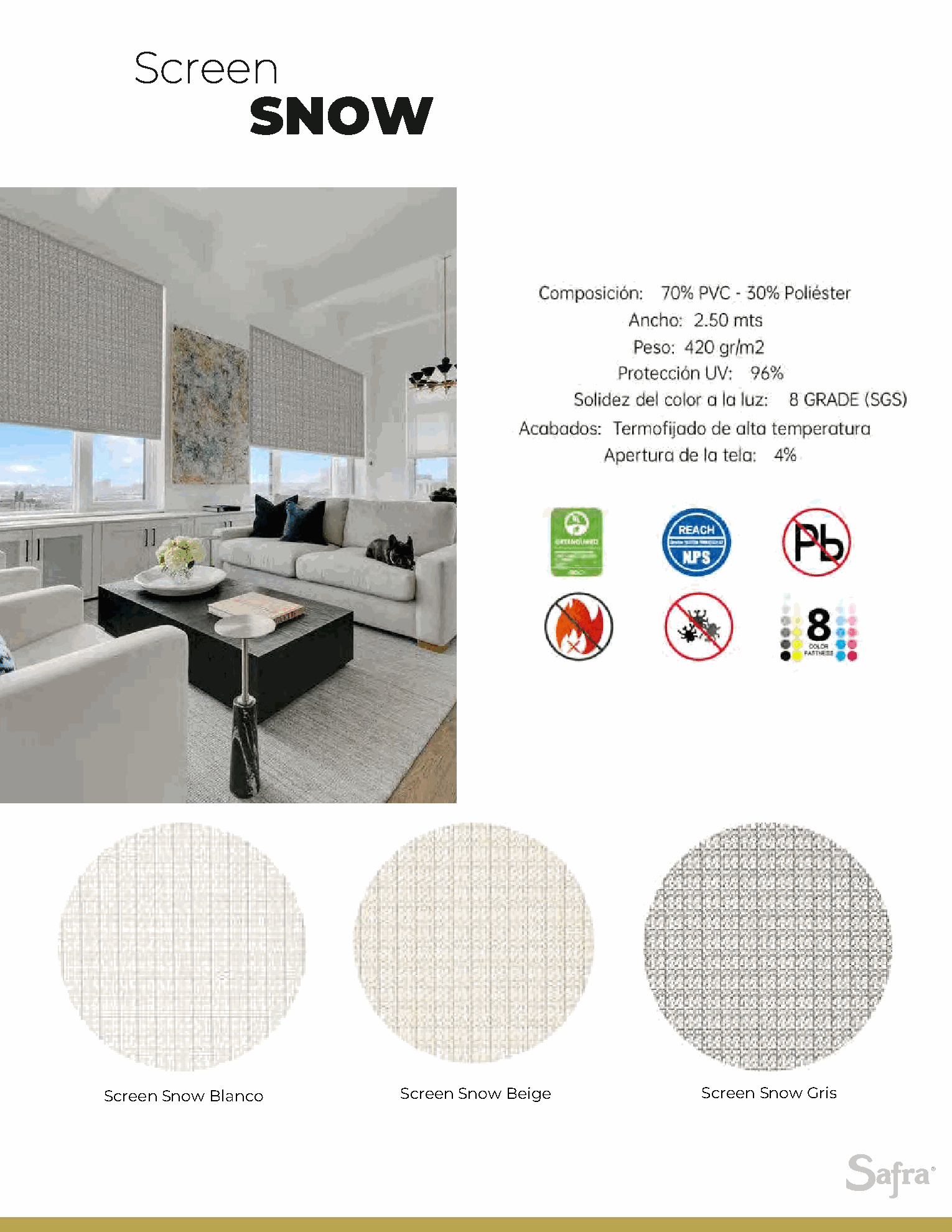 Screen Snow – fichas técnicas y colores